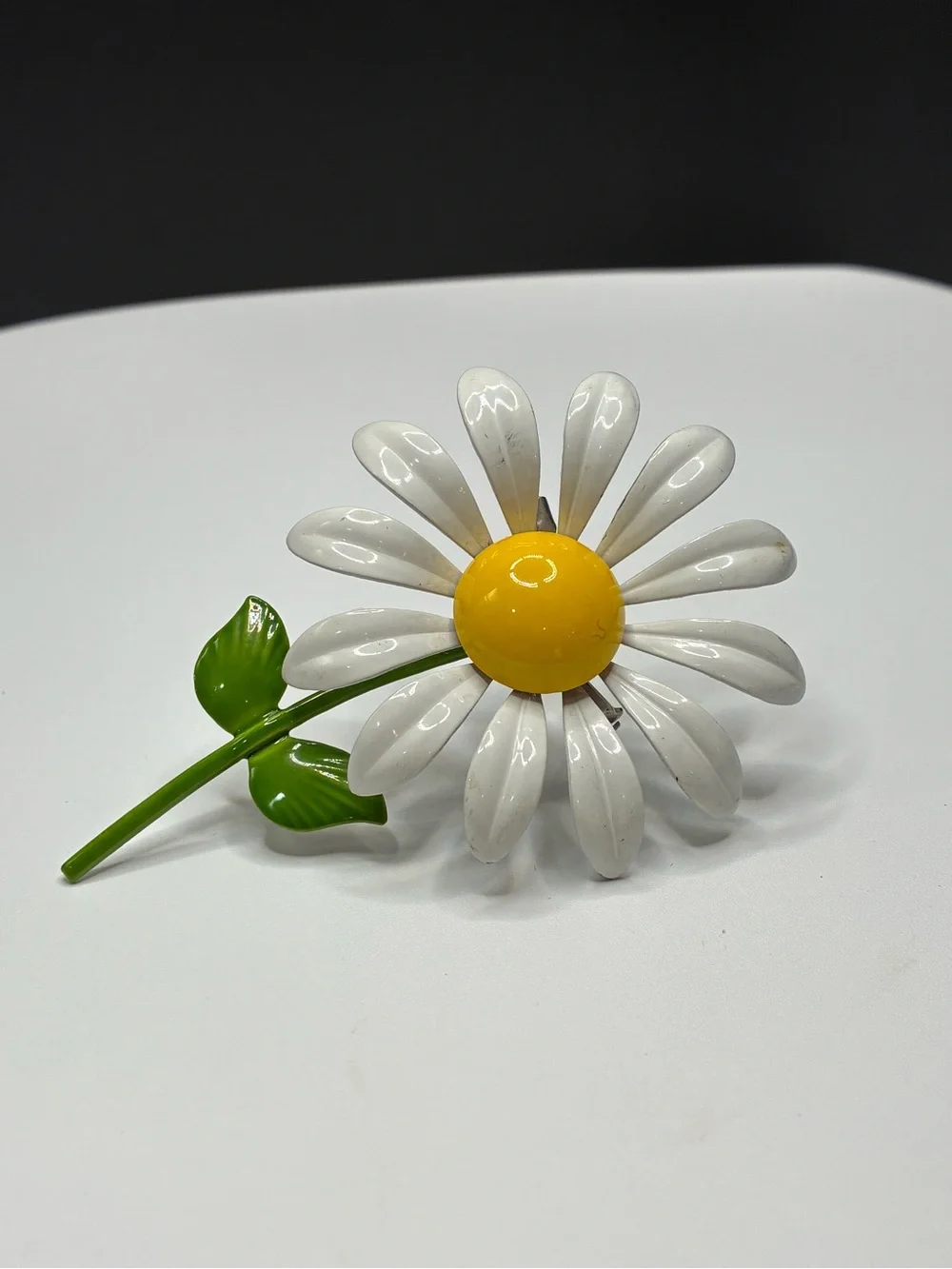 White & Yellow Daisy Enamel Brooch for Women